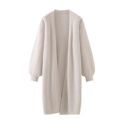 杏色毛衣外套女裝秋冬2025新款慵懶風中長款針織開衫奶系穿搭上衣