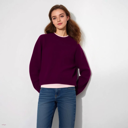 女裝舒芙蕾圓領針織衫/毛衣毛衫25新款秋冬百搭寬松479157