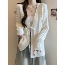 新中式國風盤釦針織開衫毛衣外套大碼女裝2025秋裝胖mm中長款上衣