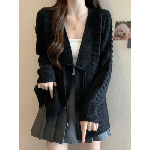 新中式國風盤釦針織開衫毛衣外套大碼女裝2025秋裝胖mm中長款上衣