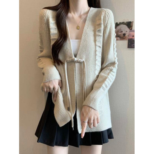 新中式國風盤釦針織開衫毛衣外套大碼女裝2025秋裝胖mm中長款上衣