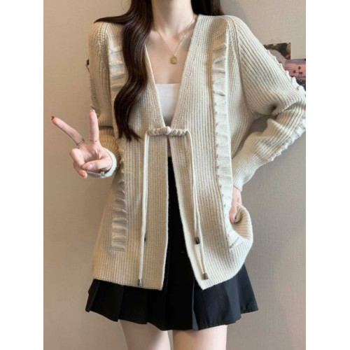 新中式國風盤釦針織開衫毛衣外套大碼女裝2025秋裝胖mm中長款上衣