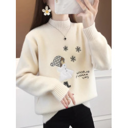 半高領毛衣女秋冬新款洋氣水貂絨上衣短款外穿女士針織打底衫長袖