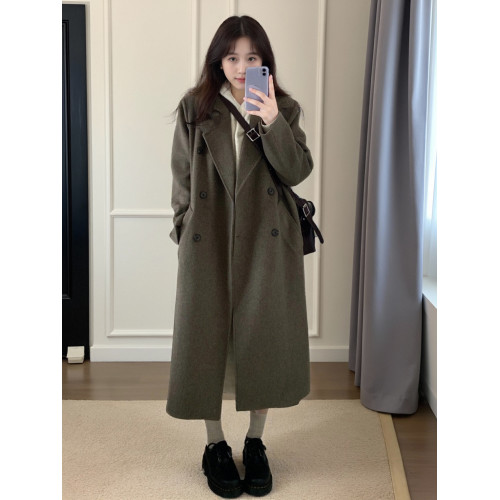 黑色毛呢外套女小個子2024新款秋冬季赫本風高級感厚羊毛呢子大衣 黑色毛呢外套女小個子2024新款秋冬季赫本風高級感厚羊毛呢子大衣