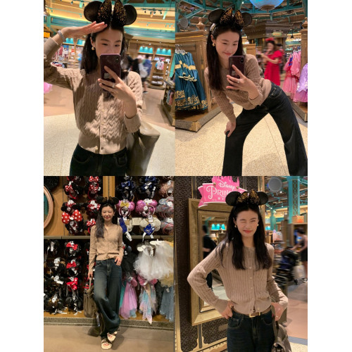 pusumede 頭號甜心 復古圓領麻花毛衣開衫外套女氣質針織衫上衣