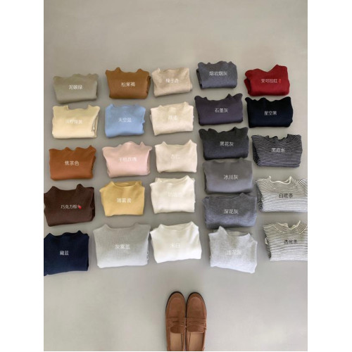 ANGELA半高領長袖打底衫女秋新款內搭單穿顯瘦百搭羊絨上衣抗起球