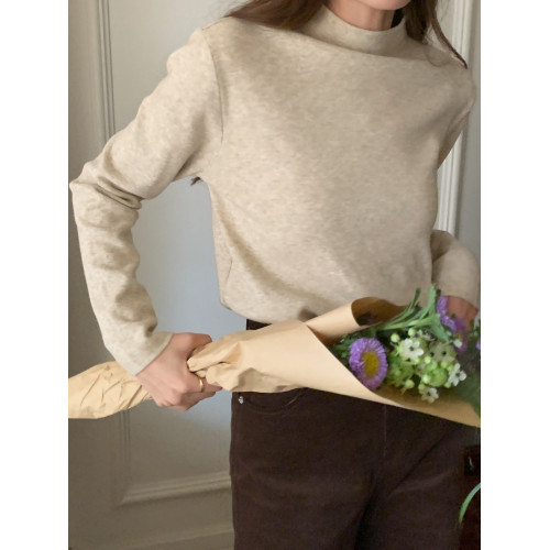 ANGELA半高領長袖打底衫女秋新款內搭單穿顯瘦百搭羊絨上衣抗起球