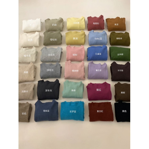 ANGELA半高領長袖打底衫女秋新款內搭單穿顯瘦百搭羊絨上衣抗起球