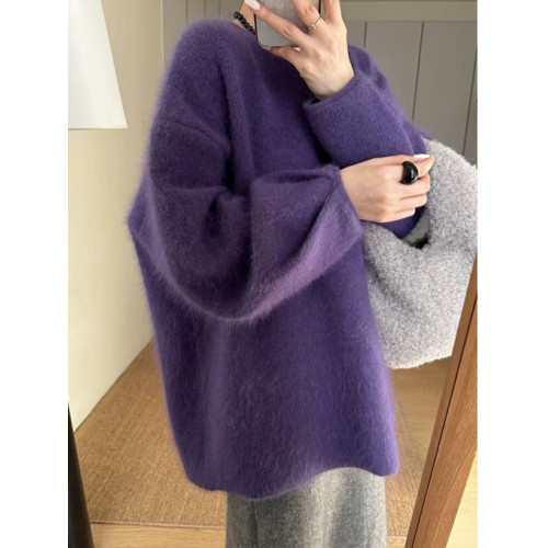 新年紅色後背釦子軟糯毛衣女秋冬外穿寬松針織開衫外套慵懶風上衣