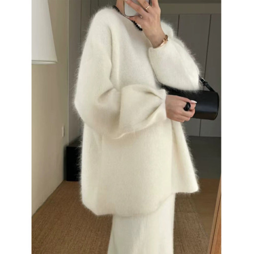 新年紅色後背釦子軟糯毛衣女秋冬外穿寬松針織開衫外套慵懶風上衣