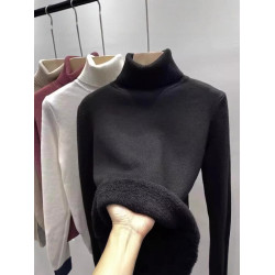 東北哈爾濱雪鄕一體絨高領加絨加厚毛衣女秋冬內搭針織保暖打底衫