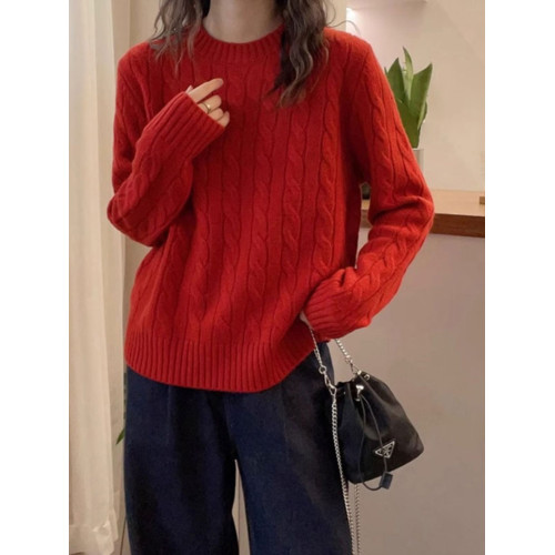 慵懶灰色麻花針織毛衣女套頭秋冬新款設計感寬松針織內搭打底上衣 慵懶灰色麻花針織毛衣女套頭秋冬新款設計感寬松針織內搭打底上衣