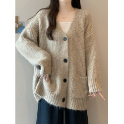 大碼胖MM軟糯毛衣外套女2025新款秋季慵懶風小衫寬松針織開衫上衣