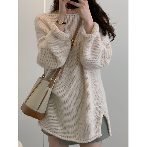 毛衣設計感女小衆溫柔穿搭秋冬2025新款寬松高級感韓系慵懶針織衫 毛衣設計感女小衆溫柔穿搭秋冬2025新款寬松高級感韓系慵懶針織衫