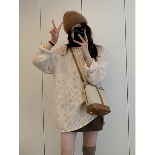 毛衣設計感女小衆溫柔穿搭秋冬2025新款寬松高級感韓系慵懶針織衫 毛衣設計感女小衆溫柔穿搭秋冬2025新款寬松高級感韓系慵懶針織衫