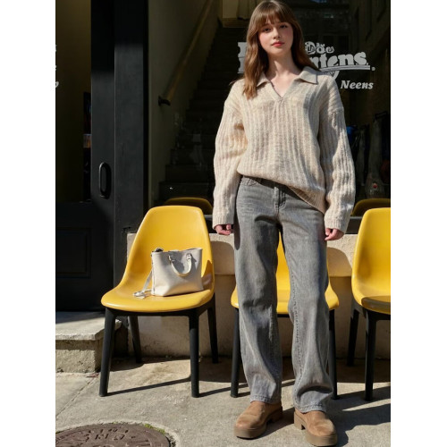 法式簡約慵懶風套頭翻領復古毛衣韓系V領顯瘦打底衫休閒寬松上衣