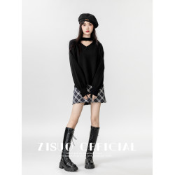 2026春季新款黑色v領毛衣女春秋內搭長袖打底衫外穿掛脖針織上衣