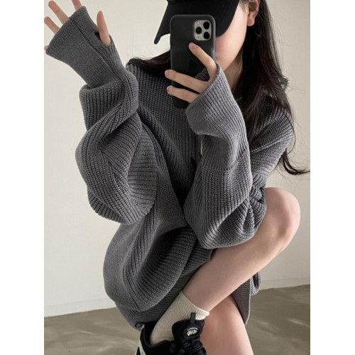 半拉鍊正肩針織毛衣女秋季大碼胖mm打底衫中長款搭配鯊魚褲的上衣