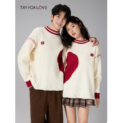 TRYFORLOVE特別不一樣的愛心情侶裝毛衣外套女2025秋冬新款針織衫
