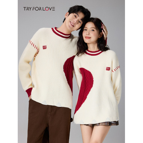 TRYFORLOVE特別不一樣的愛心情侶裝毛衣外套女2025秋冬新款針織衫