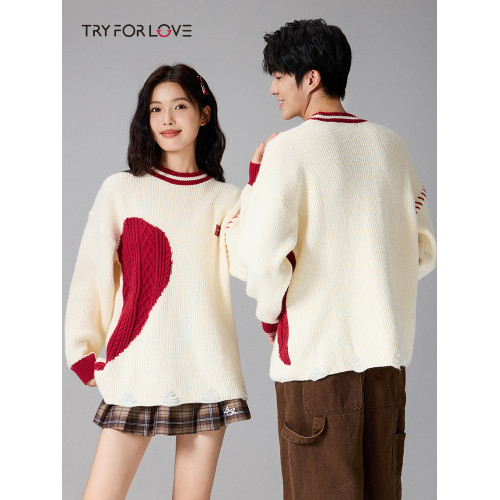 TRYFORLOVE特別不一樣的愛心情侶裝毛衣外套女2025秋冬新款針織衫