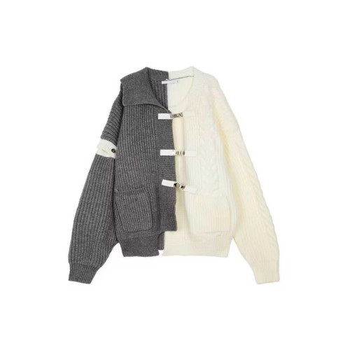 拼接撞色開衫毛衣男春秋季設計感痞帥上衣寬松潮牌高街針織衫外套 拼接撞色開衫毛衣男春秋季設計感痞帥上衣寬松潮牌高街針織衫外套