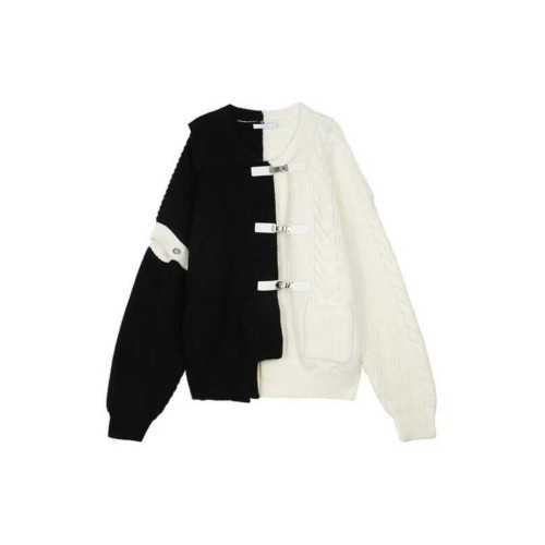 拼接撞色開衫毛衣男春秋季設計感痞帥上衣寬松潮牌高街針織衫外套 拼接撞色開衫毛衣男春秋季設計感痞帥上衣寬松潮牌高街針織衫外套