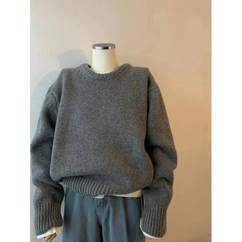 黑色慵懶風軟糯套頭毛衣女秋冬內搭高級感韓系寬松針織打底上衣厚