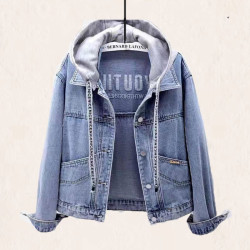 加絨加厚牛仔外套女短款2025秋冬季新款連帽寬松韓版棉服保暖上衣