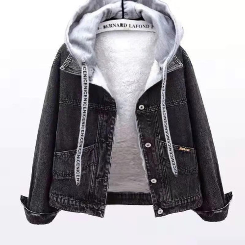 加絨加厚牛仔外套女短款2025秋冬季新款連帽寬松韓版棉服保暖上衣 加絨加厚牛仔外套女短款2025秋冬季新款連帽寬松韓版棉服保暖上衣