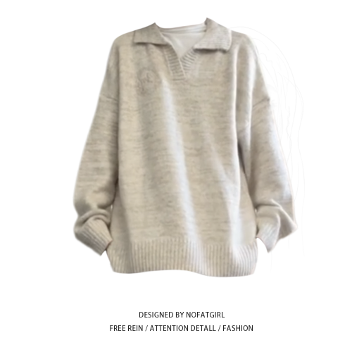 大碼胖MM學院風POLO領針織毛衣女秋季新款寬松慵懶風休閒百搭上衣