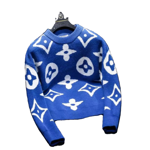 圓領衛衣男寬松提花2025美式潮牌情侶外衣秋冬保暖撞色打底衫上衣