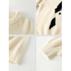 卡通小狗馬海毛針織衫女男秋冬潮牌寬松慵懶風毛衣軟糯保暖打底衫