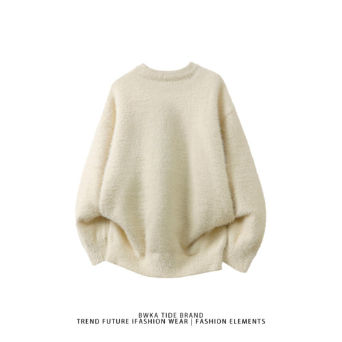 卡通小狗馬海毛針織衫女男秋冬潮牌寬松慵懶風毛衣軟糯保暖打底衫