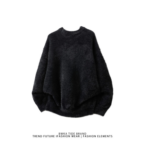 卡通小狗馬海毛針織衫女男秋冬潮牌寬松慵懶風毛衣軟糯保暖打底衫