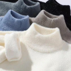 冬季毛衣女水貂絨保暖簡約白色加絨毛線衣軟糯打底衫加厚針織衫女