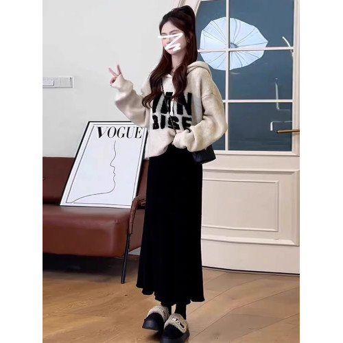 法式灰色毛衣套裝連衣裙子女深秋初冬季2024新款溫柔系穿搭一整套