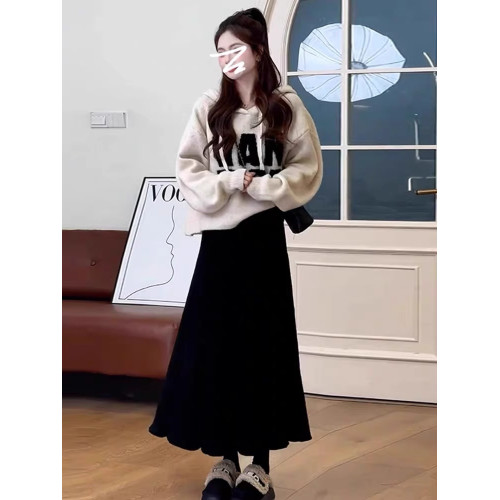 法式灰色毛衣套裝連衣裙子女深秋初冬季2024新款溫柔系穿搭一整套