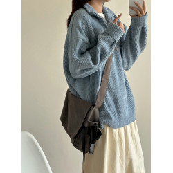 9TH半拉鍊羊毛針織衫 毛衣冬季保暖日系復古套頭寬松秋冬上衣開衫