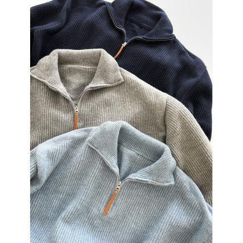 9TH半拉鍊羊毛針織衫 毛衣冬季保暖日系復古套頭寬松秋冬上衣開衫