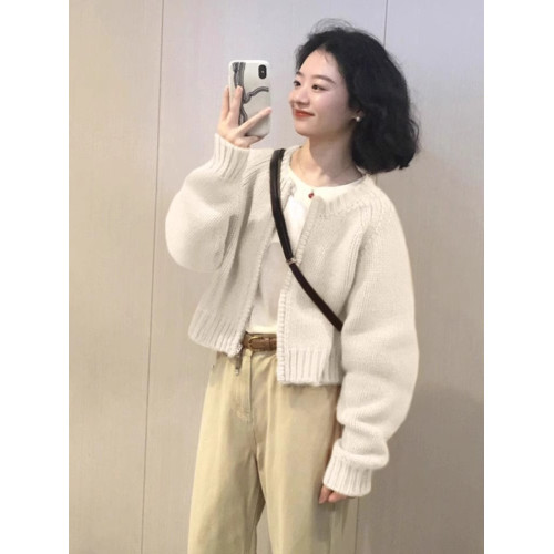 法式復古風長袖拉鍊針織外套秋冬2025女裝新款韓系高級感短款毛衣