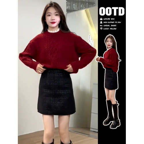 新年針織紅色毛衣秋冬季慵懶風2025新款短款本命年女裝過年穿搭