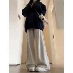 藍色連帽衛衣毛衣女秋冬季2025新款慵懶風高級感寬松韓系針織上衣