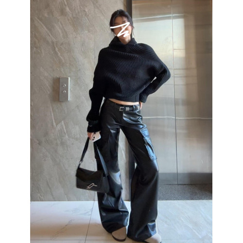 慵懶高級設計感超好看獨特漂亮黑色高領外穿毛衣女早秋季2025新款