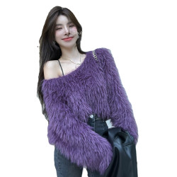 奶系穿搭套頭軟糯毛衣女長袖上衣秋冬裝韓系慵懶風格海馬毛針織衫