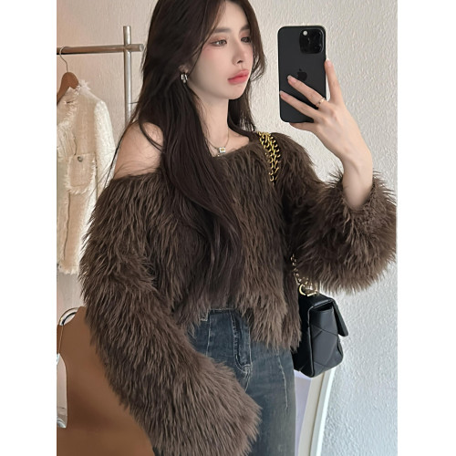 奶系穿搭套頭軟糯毛衣女長袖上衣秋冬裝韓系慵懶風格海馬毛針織衫