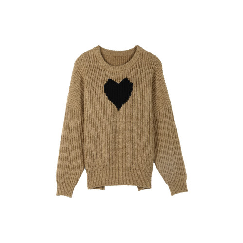 情侶裝秋季2025新款套頭圓領慵懶風愛心毛衣女寬松外穿針織衫上衣 情侶裝秋季2025新款套頭圓領慵懶風愛心毛衣女寬松外穿針織衫上衣