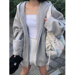 秋冬美式hiphop加絨加厚oversize衛衣開衫外套女2025新款春秋款