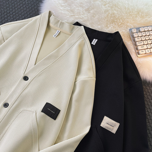 日系開衫毛衣男秋冬季潮流ins寬松針織衫青少年帥氣線衣外套