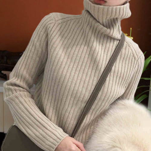 爆款冬加厚黑色高領毛衣女復古日系慵懶風內搭外穿洋氣羊絨打底衫